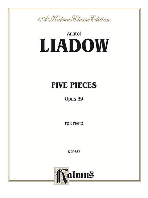 Cover image for book Five Pieces, Opus 39: For Piano Solo
