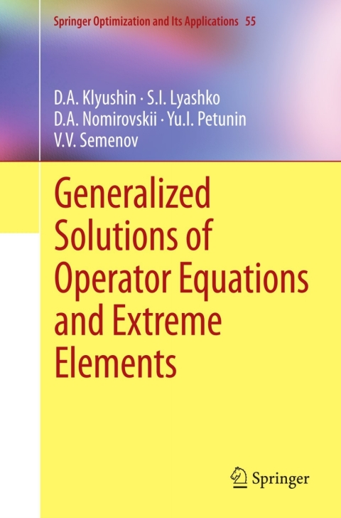 Cover image for book Generalized Solutions of Operator Equations and Extreme Elements
