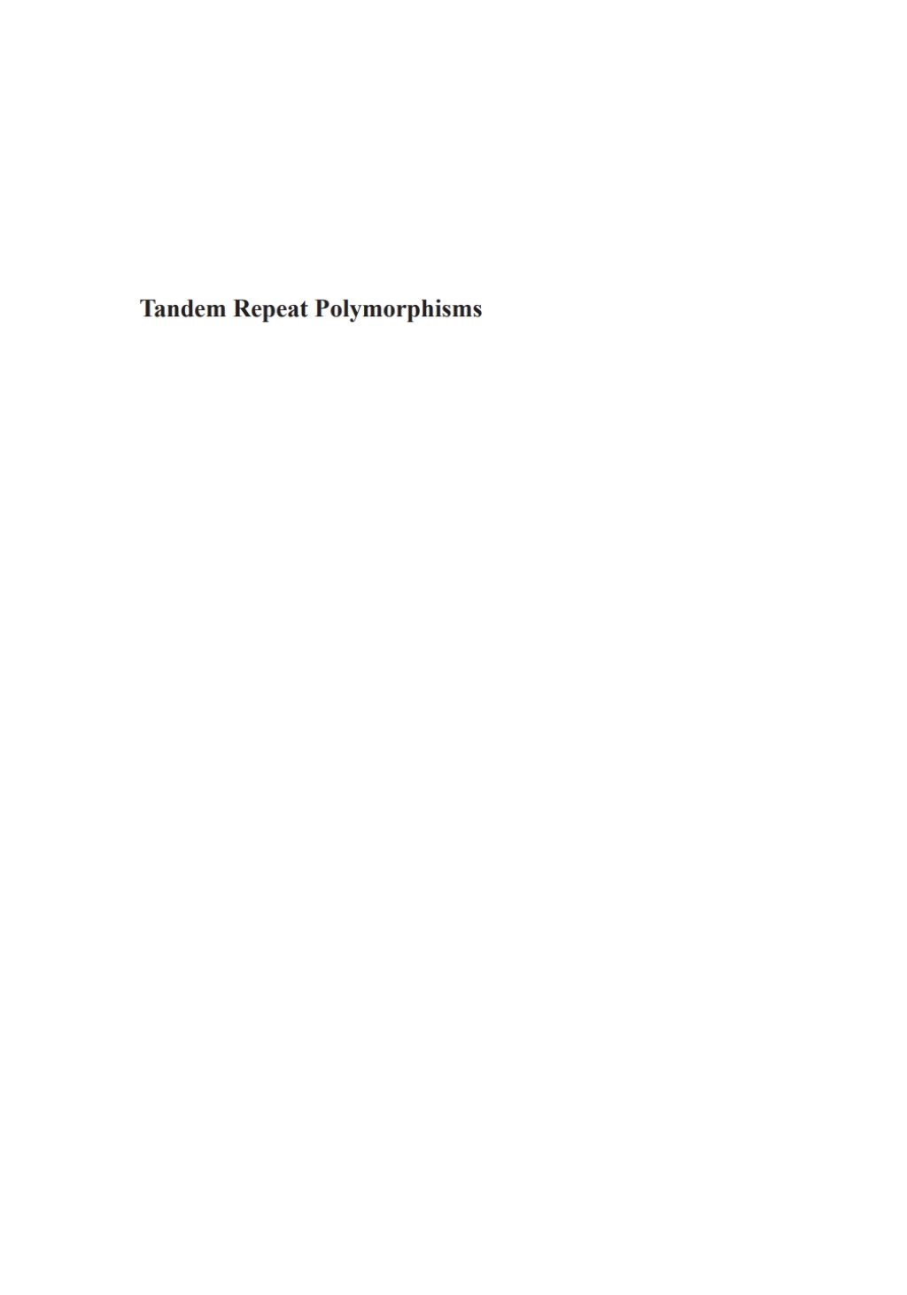 Tandem Repeat Polymorphisms (eBook)