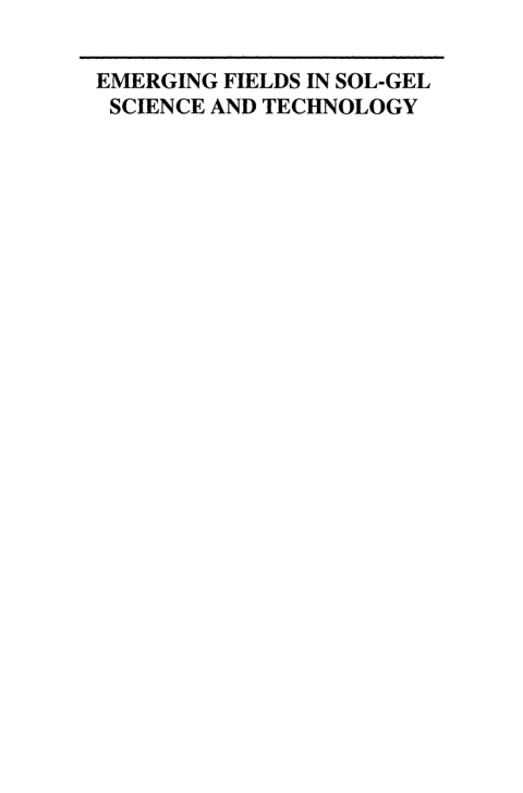 Cover image for book Emerging Fields in Sol-Gel Science and Technology