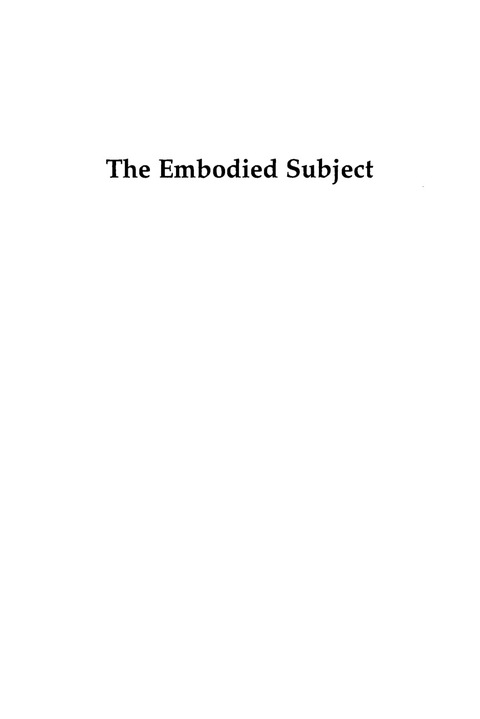 Cover image for book The Embodied Subject