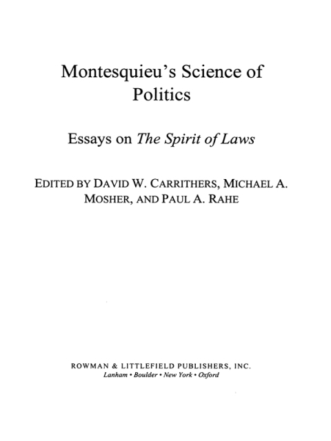 Cover image for book Montesquieu's Science of Politics