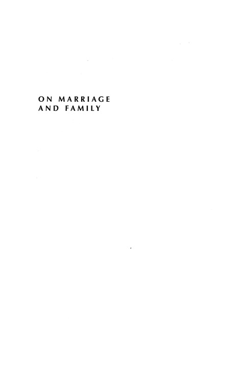 Cover image for book On Marriage and Family