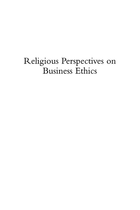 Cover image for book Religious Perspectives on Business Ethics