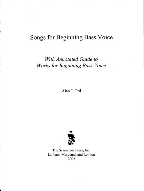 Cover image for book Songs for Beginning Bass Voice