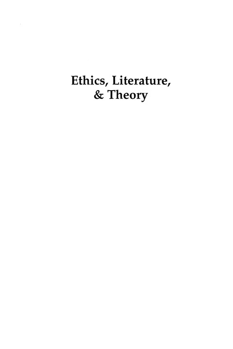 Cover image for book Ethics, Literature, and Theory