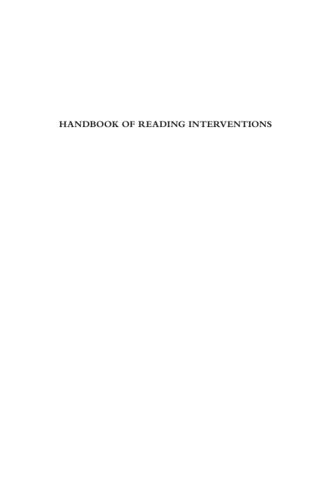 Cover image for book Handbook of Reading Interventions