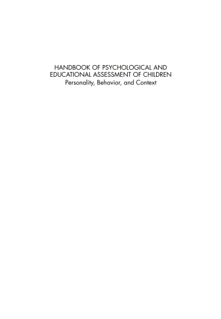Handbook of Psychological and Educational Assessment of Children