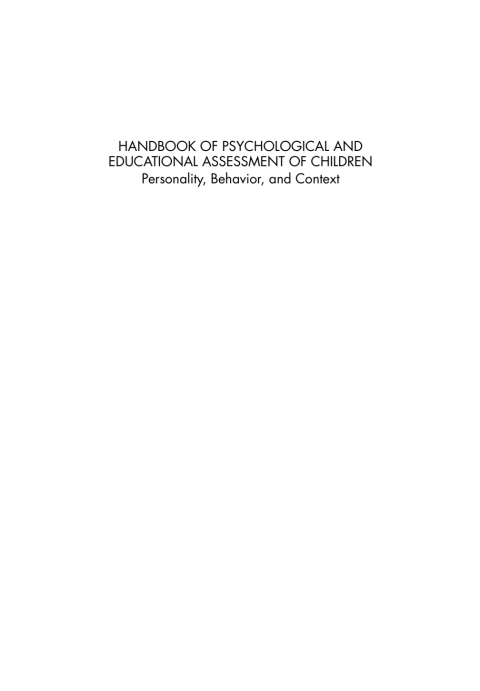 Cover image for book Handbook of Psychological and Educational Assessment of Children