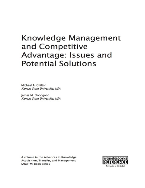 Cover image for book Knowledge Management and Competitive Advantage: Issues and Potential Solutions