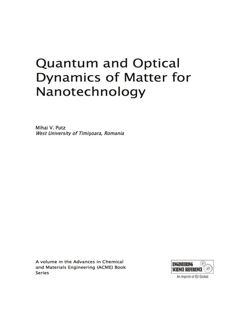 Cover image for book Quantum and Optical Dynamics of Matter for Nanotechnology