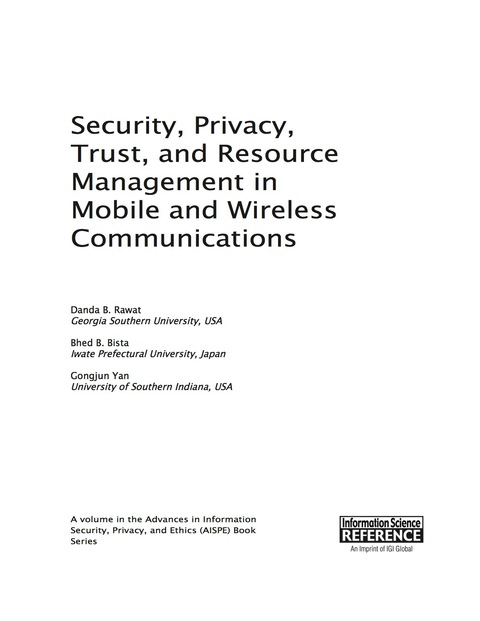 Cover image for book Security, Privacy, Trust, and Resource Management in Mobile and Wireless Communications