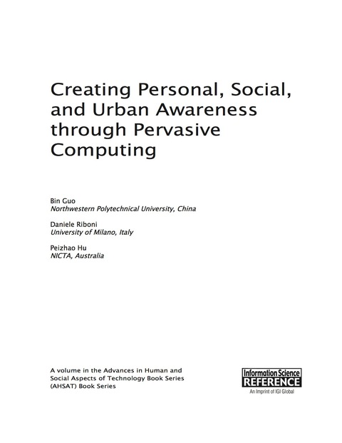 Cover image for book Creating Personal, Social, and Urban Awareness through Pervasive Computing