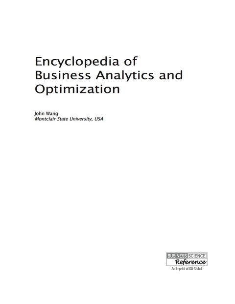 Cover image for book Encyclopedia of Business Analytics and Optimization