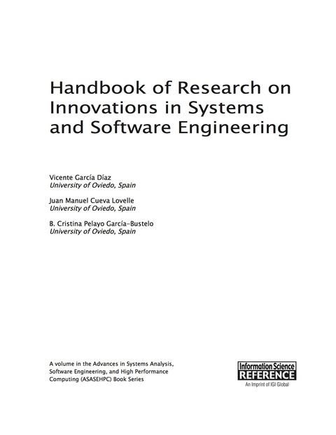 Cover image for book Handbook of Research on Innovations in Systems and Software Engineering