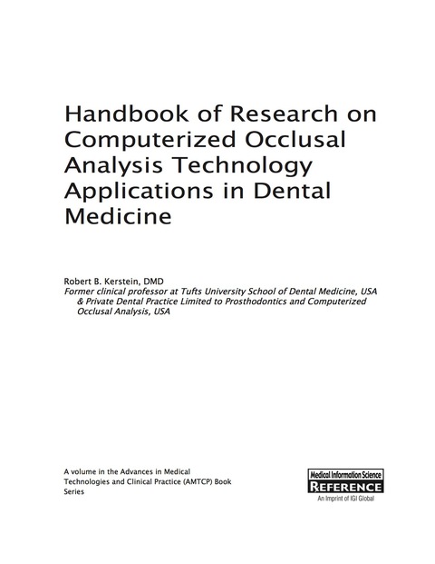 Cover image for book Handbook of Research on Computerized Occlusal Analysis Technology Applications in Dental Medicine