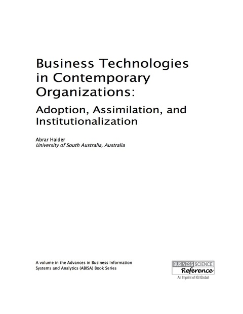 Cover image for book Business Technologies in Contemporary Organizations