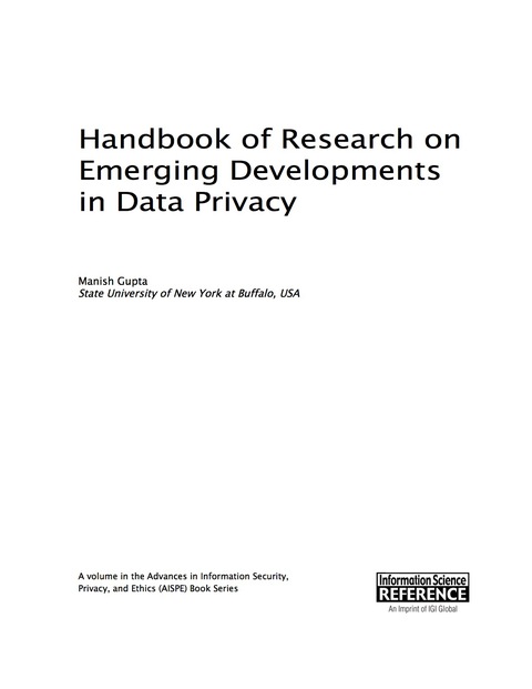 Cover image for book Handbook of Research on Emerging Developments in Data Privacy