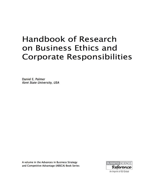 Cover image for book Handbook of Research on Business Ethics and Corporate Responsibilities