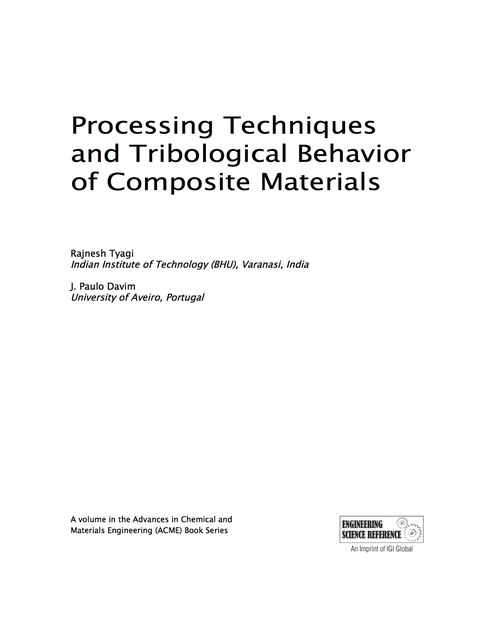 Cover image for book Processing Techniques and Tribological Behavior of Composite Materials