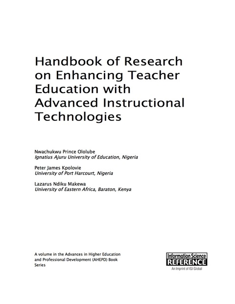 Cover image for book Handbook of Research on Enhancing Teacher Education with Advanced Instructional Technologies