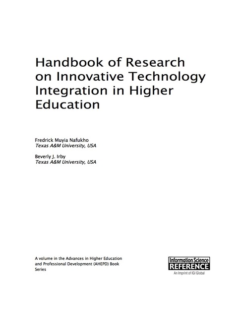 Cover image for book Handbook of Research on Innovative Technology Integration in Higher Education