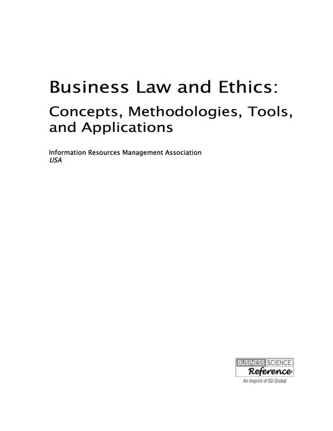 Cover image for book Business Law and Ethics: Concepts, Methodologies, Tools, and Applications