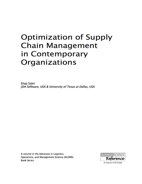 Cover image for book Optimization of Supply Chain Management in Contemporary Organizations