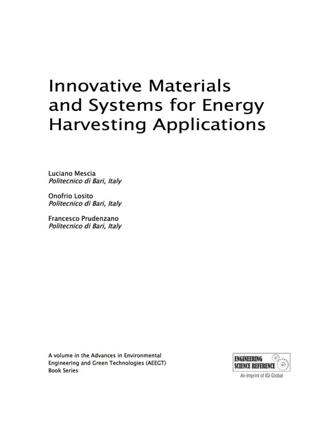 Cover image for book Innovative Materials and Systems for Energy Harvesting Applications