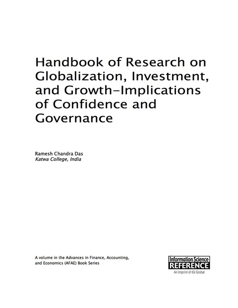 Cover image for book Handbook of Research on Globalization, Investment, and Growth-Implications of Confidence and Governance