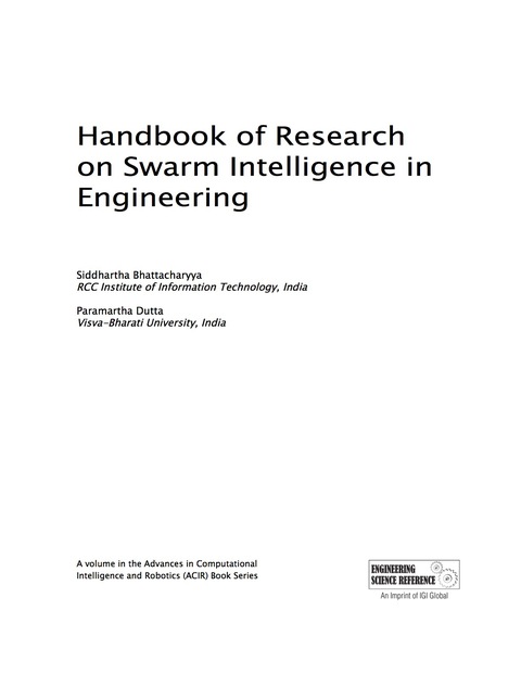 Cover image for book Handbook of Research on Swarm Intelligence in Engineering