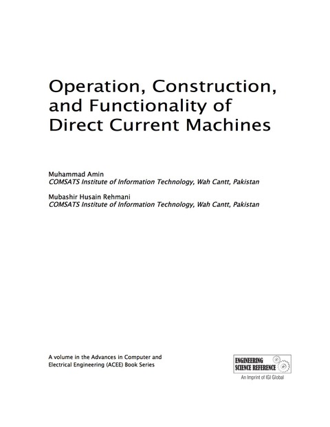 Cover image for book Operation, Construction, and Functionality of Direct Current Machines