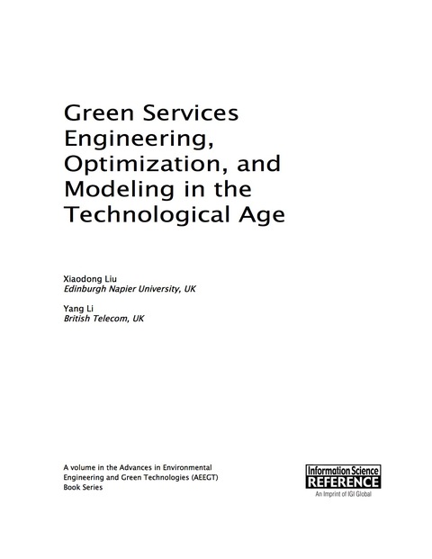 Cover image for book Green Services Engineering, Optimization, and Modeling in the Technological Age