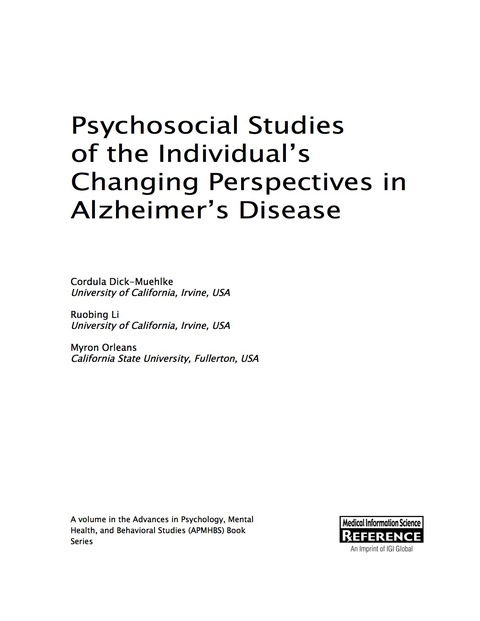 Cover image for book Psychosocial Studies of the Individual's Changing Perspectives in Alzheimer's Disease