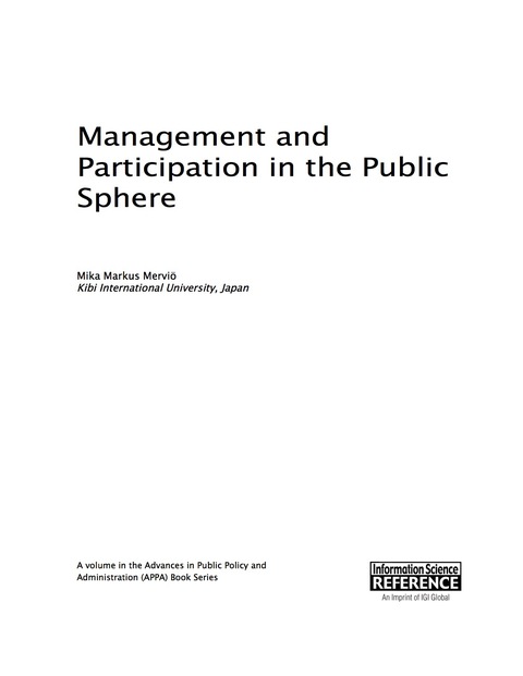 Cover image for book Management and Participation in the Public Sphere