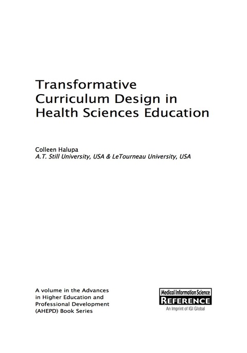 Cover image for book Transformative Curriculum Design in Health Sciences Education