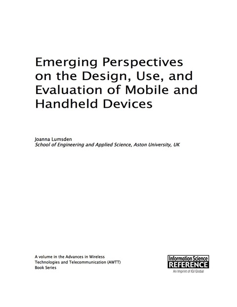 Cover image for book Emerging Perspectives on the Design, Use, and Evaluation of Mobile and Handheld Devices