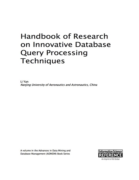 Cover image for book Handbook of Research on Innovative Database Query Processing Techniques