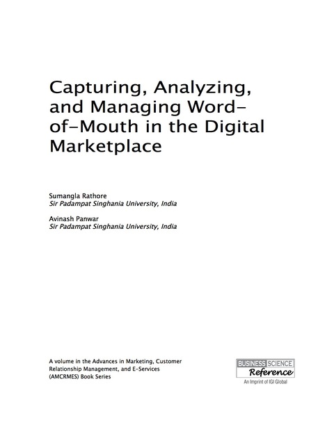 Cover image for book Capturing, Analyzing, and Managing Word-of-Mouth in the Digital Marketplace