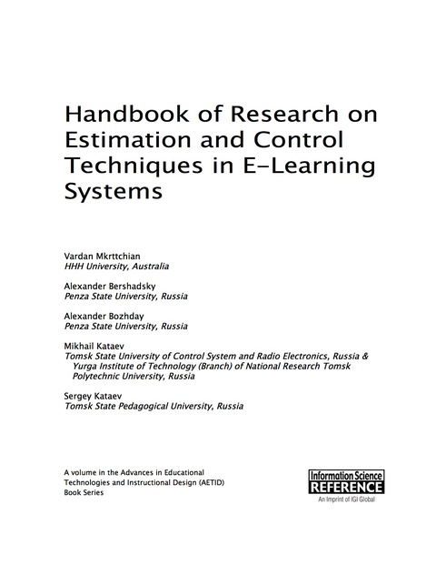 Cover image for book Handbook of Research on Estimation and Control Techniques in E-Learning Systems