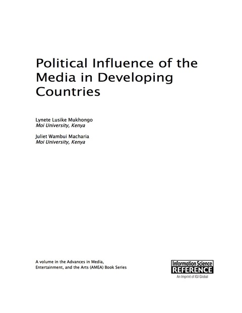 Cover image for book Political Influence of the Media in Developing Countries