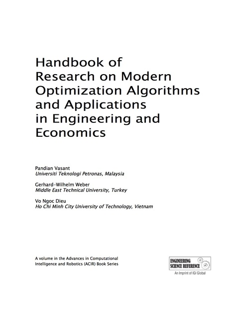 Cover image for book Handbook of Research on Modern Optimization Algorithms and Applications in Engineering and Economics