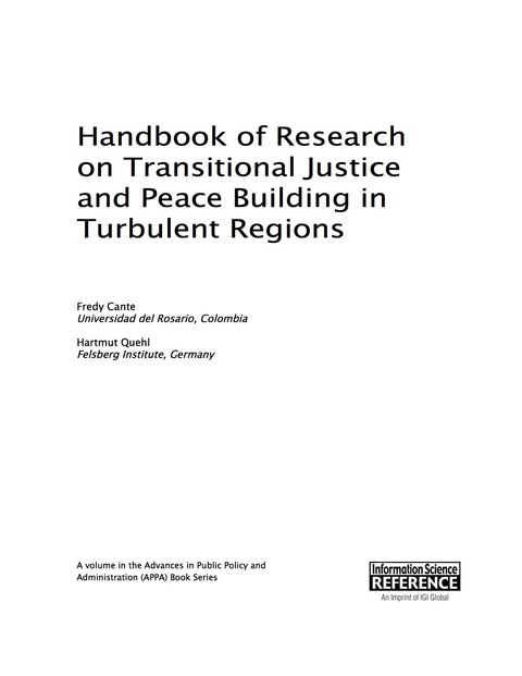 Cover image for book Handbook of Research on Transitional Justice and Peace Building in Turbulent Regions