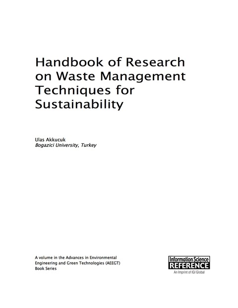 Cover image for book Handbook of Research on Waste Management Techniques for Sustainability