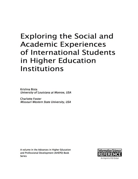 Cover image for book Exploring the Social and Academic Experiences of International Students in Higher Education Institutions