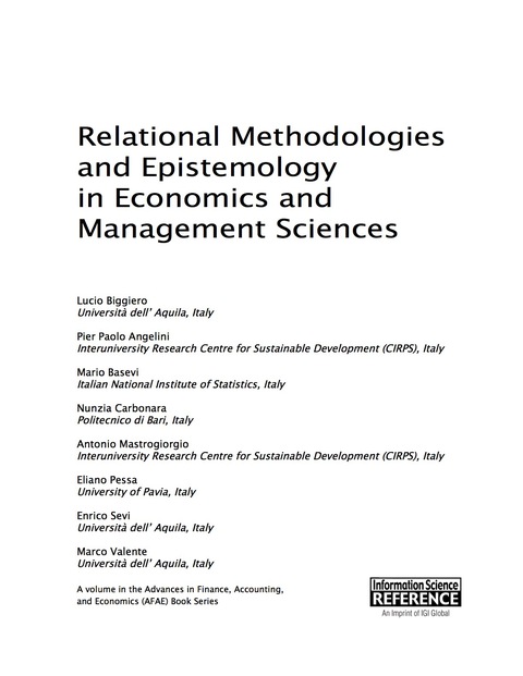 Cover image for book Relational Methodologies and Epistemology in Economics and Management Sciences