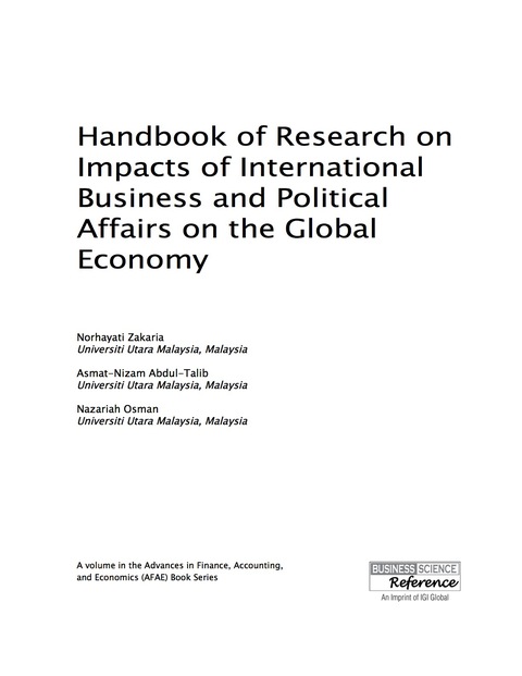 Cover image for book Handbook of Research on Impacts of International Business and Political Affairs on the Global Economy
