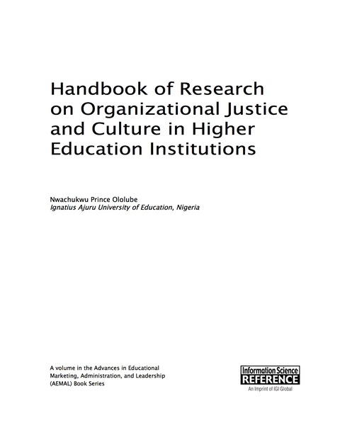 Cover image for book Handbook of Research on Organizational Justice and Culture in Higher Education Institutions