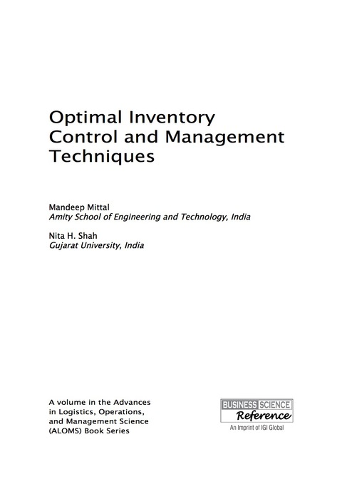 Cover image for book Optimal Inventory Control and Management Techniques