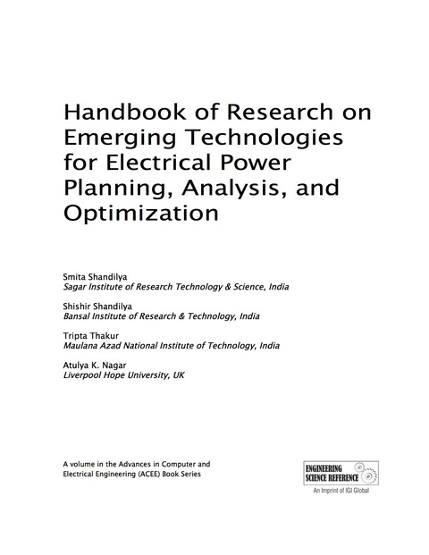 Cover image for book Handbook of Research on Emerging Technologies for Electrical Power Planning, Analysis, and Optimization